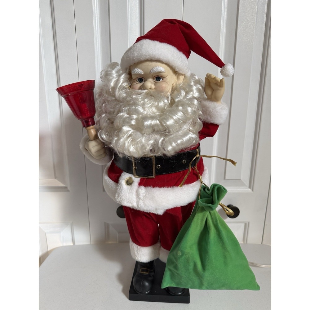 Telco Motion-ettes of Christmas 24" Animated Santa Claus Light Up Bell porcelain